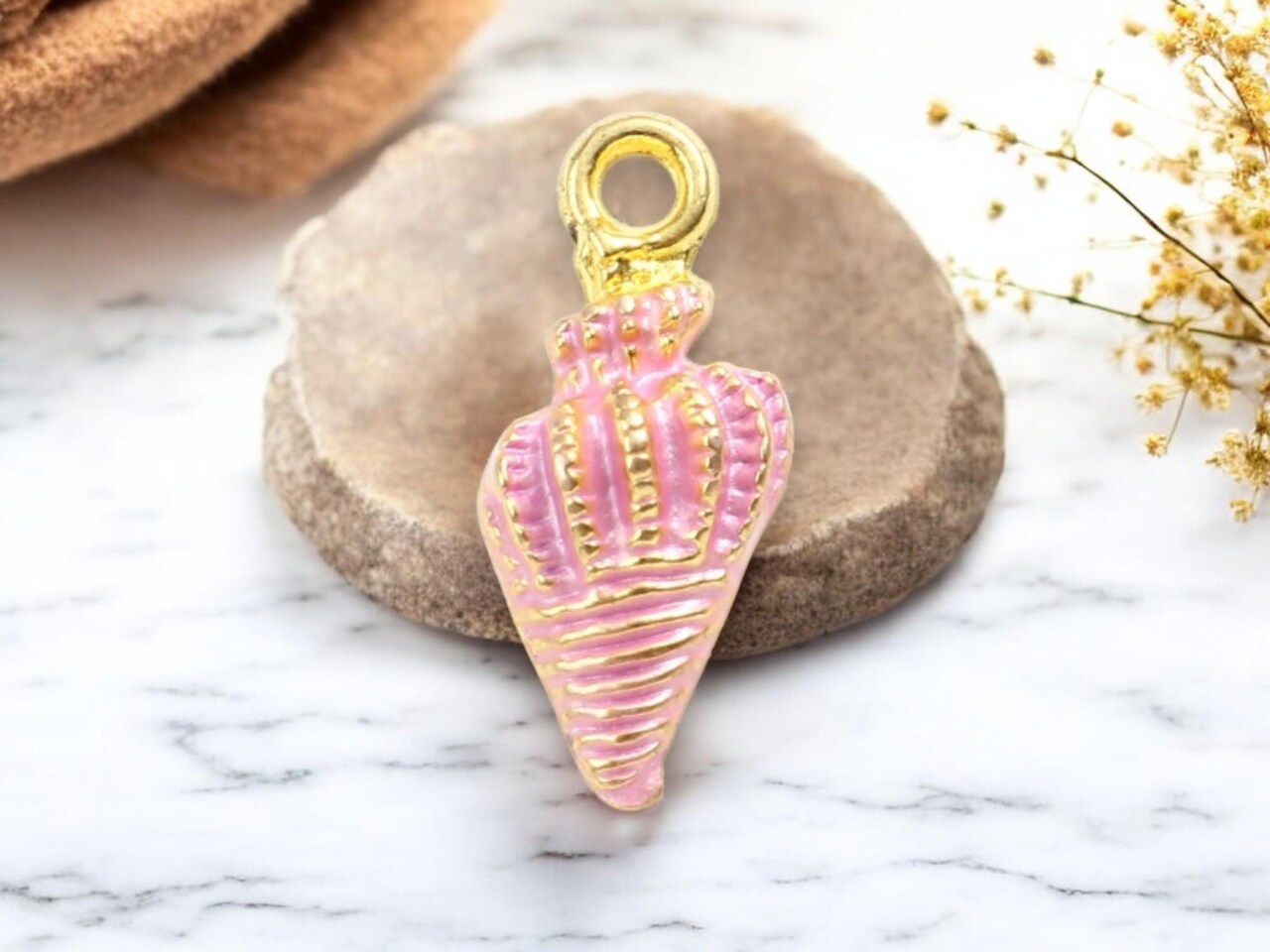 19x8mm Gold Plated Enamel Conch Shell Charms - Choose Your Color